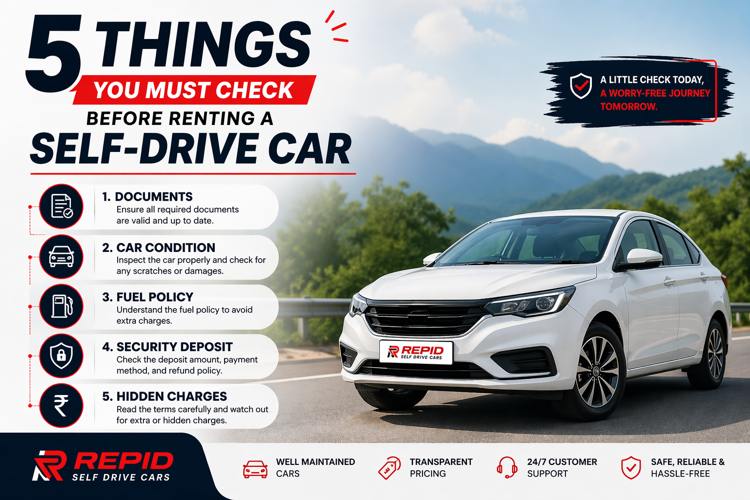 5 Things You Must Check Before Renting a Self-Drive Car